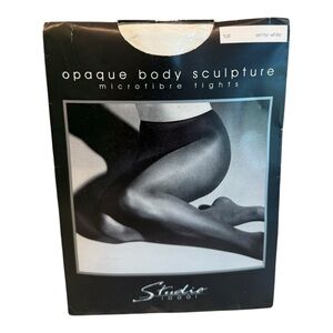 Vintage Lerner Studio Tights Opaque Microfiber  Body Sculpture Tall Winter White